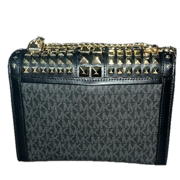 Michael Kors Whitney Large Star Embellished Logo Shoulder Bag, Black & Gold - Picture 6 of 16